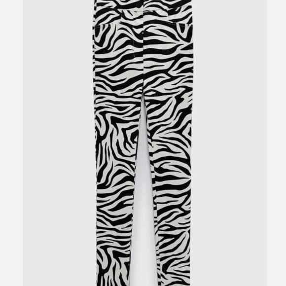 NWT Zara Zebra Print High Waist Leggings Pants, Size Large - Picture 4 of 10